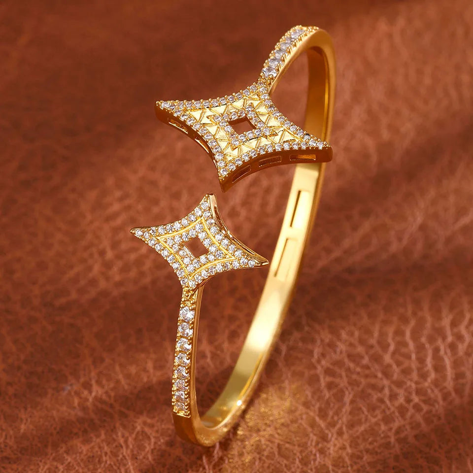 Celeste Zircon Gold Bangle