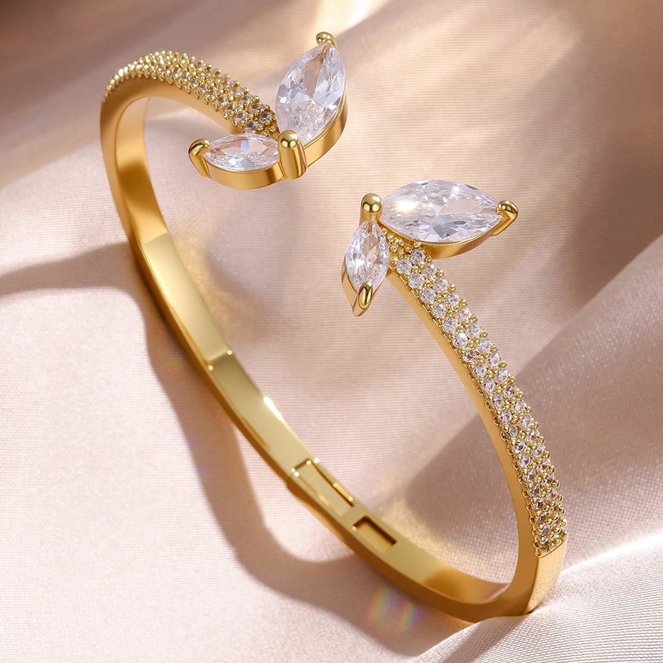 Celeste Zircon Gold Bangle