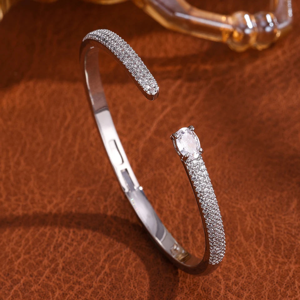 Celeste Zircon Gold Bangle