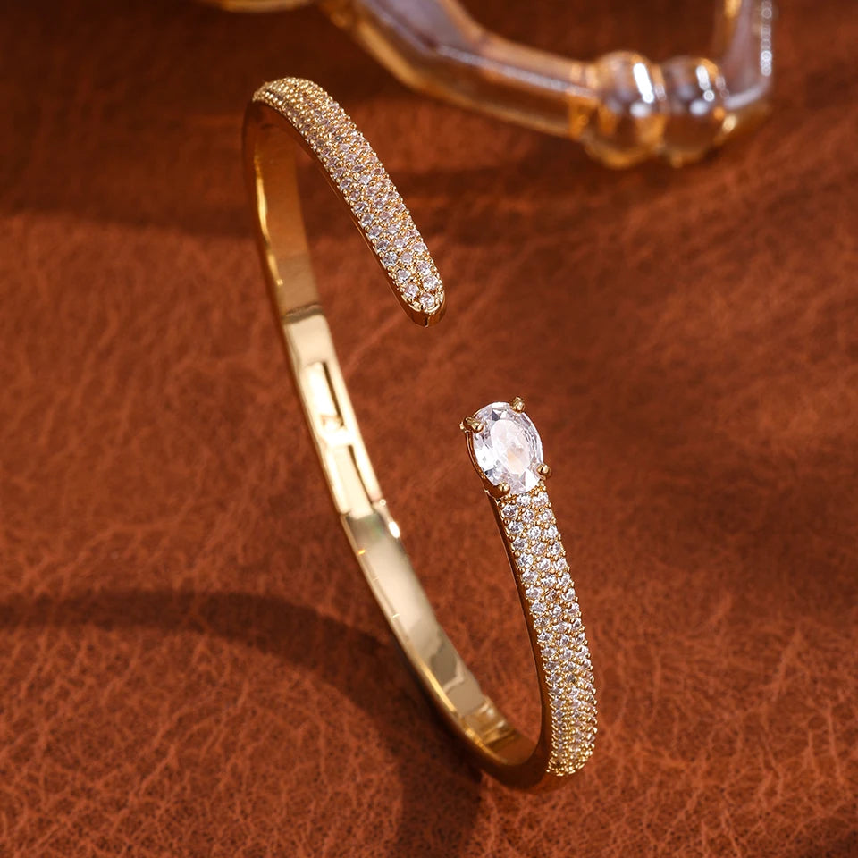 Celeste Zircon Gold Bangle